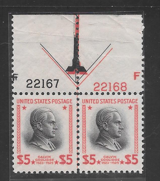 #834 MNH TOP PLATE NUMBER ARROW PAIR