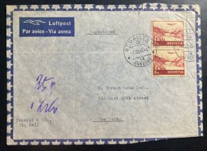 1945 St Gallen Switzerland Airmail Registered cover To New York USA