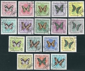 Guinea 291-304, C55-59 Used Butterflies VF 1963 SCV $19.00