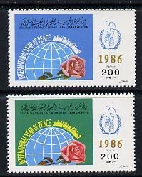 LIBYA - 1986 - International Peace Year - Perf 2v Set - Mint Never Hinged