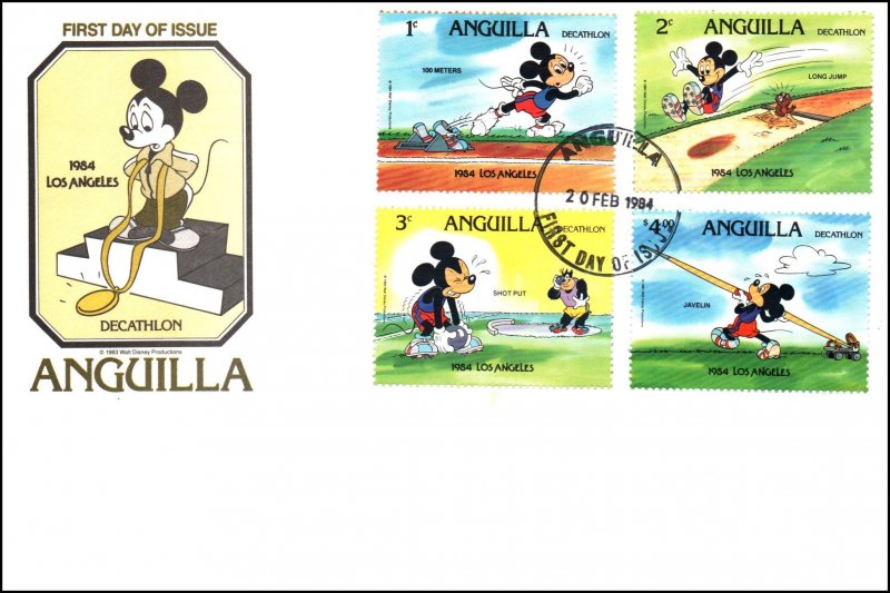 Anguilla 559-568 Disney's Set of Three U/A FDC