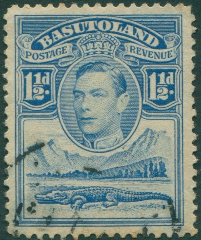 Lesotho (Basutoland) 1938 SG20 1½d blue Nile Crocodile Mountains KGVI FU