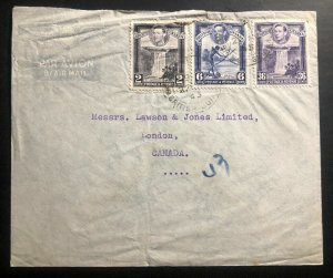 1943 Georgetown British Guiana Airmail Cover To London Canada