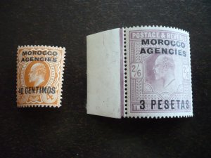 Stamps-British Offices in Morocco-Scott#40,43-Mint Hinged Part Set of 2 Stamps