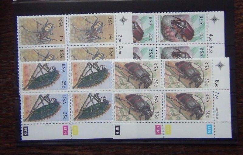 South Africa 1987 South African Beetles set in block x 4 MNH 