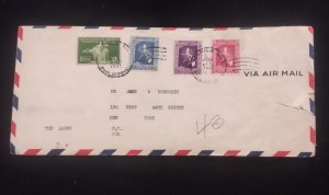 C) 1938. PHILIPPINES. AIRMAIL ENVELOPE SENT TO USA. MULTIPLE STAMPS. XF