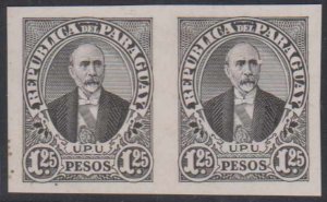 PARAGUAY 1921 UNADOPTED PRESINDENTS ESSAY 1.25 PESOS BLACK PROOF IMPERF PAIR FVF 