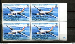 Montserrat 1985 Caribbean Royal Visit Inverted Ovpt Block of 4  MNH 14343