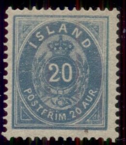 ICELAND #17 (15) 20ore blue, og, LH, VF, Scott $325.00
