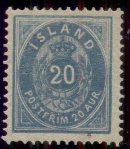 Iceland 20 Aurar Blue, Christian IX