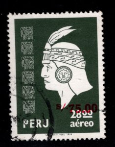 Peru  Scott C499 Used Surcharged airmail stamp