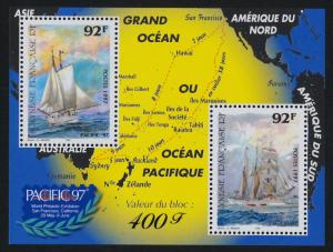 French Polynesia 706b MNH Sailing Ships, Map, PACIFIC 97