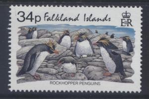 Falkland Is.- Scott 585 - Rockhopper Penguins 1993 - MNH - Single 34p Stamp