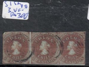 CHILE COLUMBUS SC 1   STRIP OF 3   VFU   P0419H