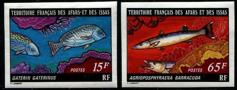 HERRICKSTAMP AFARS & ISSAS Sc.# 437-38 Fish Imperf Stamps