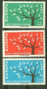 Turkey # 1553-55 Europa Tree 1962   (3) Mint NH