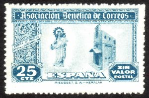 25c, Spain, Charity stamp, MH