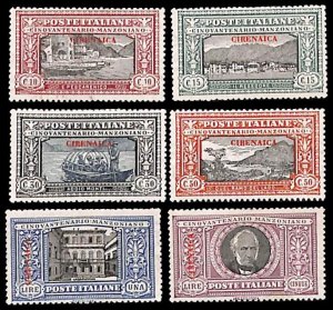 Italian Lybia 1924, Cirenaica, Manzoni 6v, Unused (hinged)