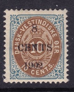 Danish West Indies, Scott 25b, 1902 8 cent surcharge, dot between T&S, F/VF MH