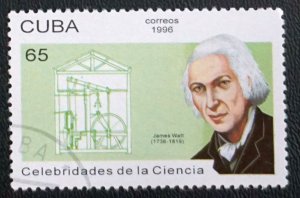CUBA Sc# 3718 SCIENTISTS science  JAMES WATT 65c  1996 used cto
