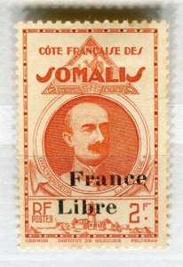 FRENCH SOMALIS; 1940s colonies issue FRANCE LIBRE Optd fine used value