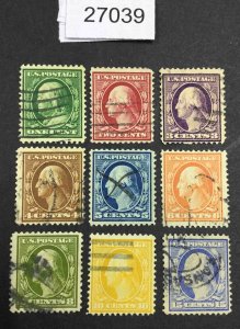 US STAMPS  #374-382 USED LOT #27039