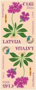 Latvia Lettland 2024 Nature Fund Bird’s-eye Primrose flower tete-beshe MNH