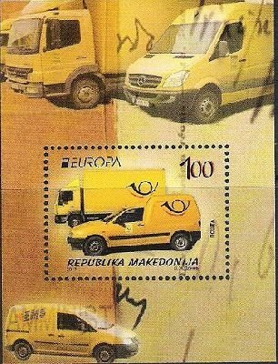 Macedonia 2013 Europa CEPT Postal transport Cars Minibus Truck block MNH