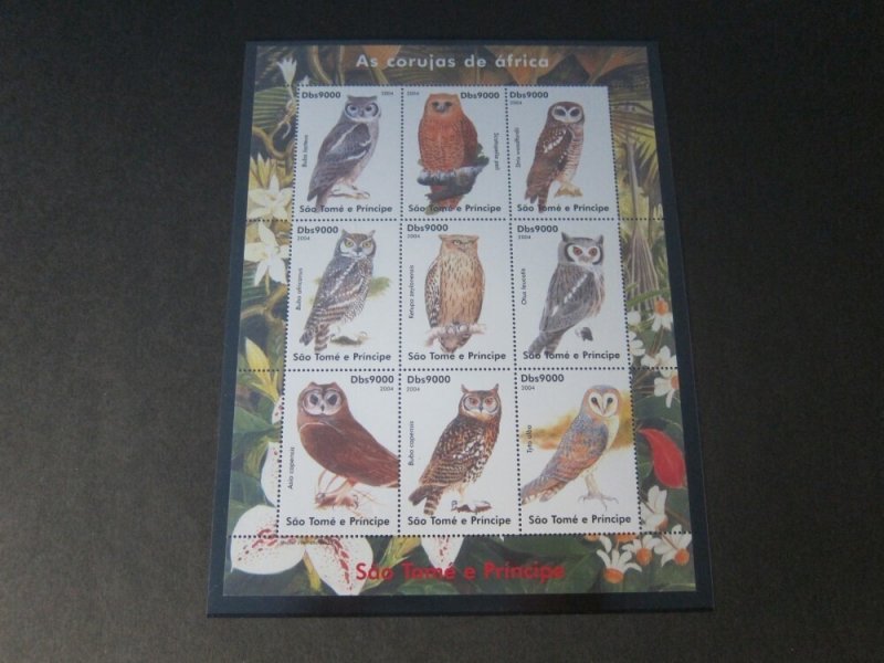 St. Thomas & Prince Islands 2004 corujas Owl Bird set MNH