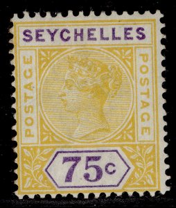 SEYCHELLES QV SG33, 75c yellow & violet, M MINT. Cat £55.