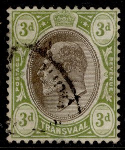 SOUTH AFRICA - Transvaal EDVII SG264, 3d black & sage-green, FINE USED.