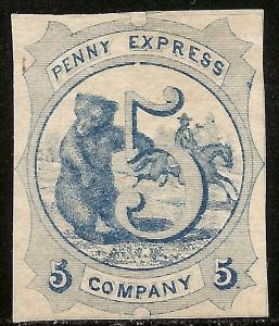 U.S. - 1866 Penny Express Co Mint 5c Semi-Off. Local Postage