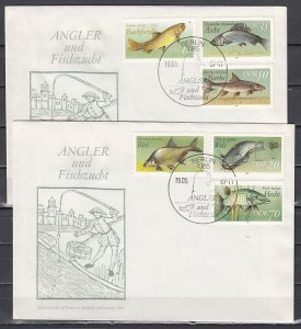 German Dem. Rep. Scott cat. 2607-2612. Freshwater Fish. 2 First day covers.