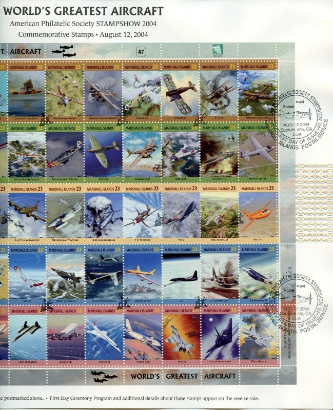 MARSHALL ISLANDS 2004 WORLD'S GREATEST AIRCRAFT  FD SHOW CANCEL SHOW CARD 