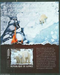 GUINEA 2014 CLIMATE CHANGE POLAR BEAR SOUVENIR SHEET  MINT NH