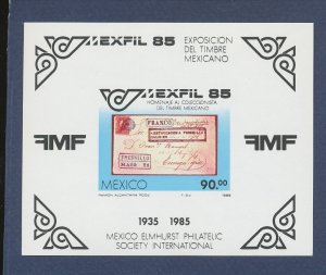 MEXICO - Scott 1385 - MNH S/S - MEXFIL'85- stamp-on-stamp - 1985