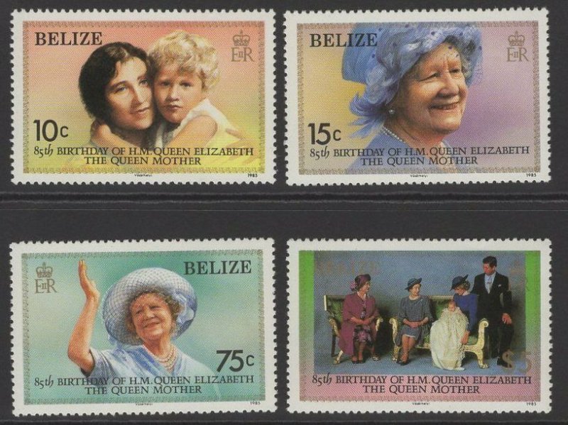 BELIZE SG827/30 1985 QUEEN MOTHER MNH