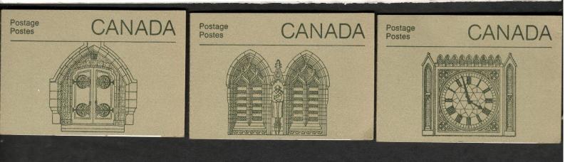 1985 Canada 3 booklets PEACE TOWER  HOUSE OF COMMONS  WAR MEMORIAL MNH