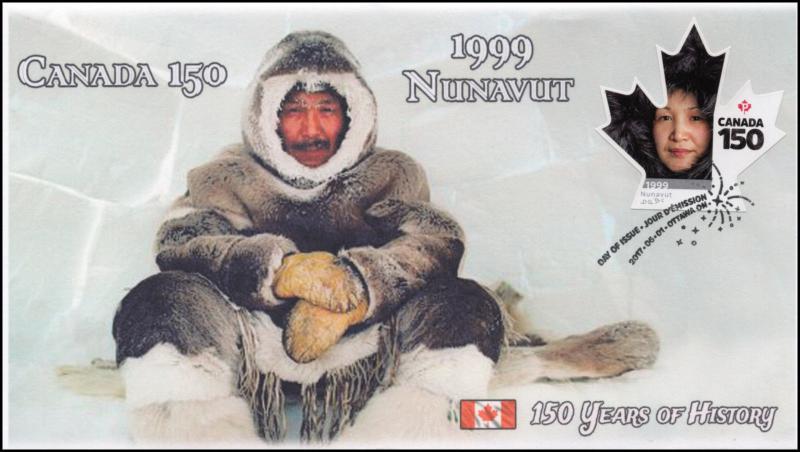 CA17-034, 2017, Canada 150, 1999 Nunavut, Day of Issue, FDC