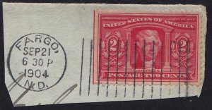 USA - 1904 - Scott #324 - used on piece - FARGO N.D. pmk