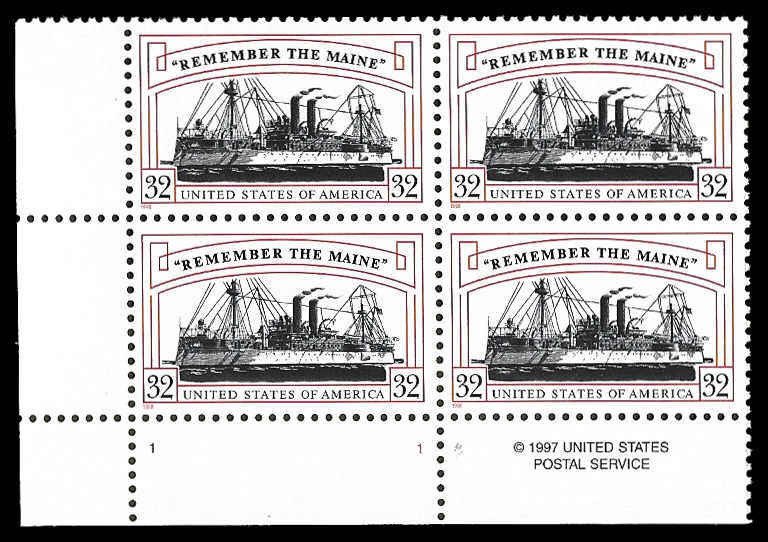 PCBstamps   US #3192 PB $1.28(4x32c)Remember/Maine, MNH, (PB-3)