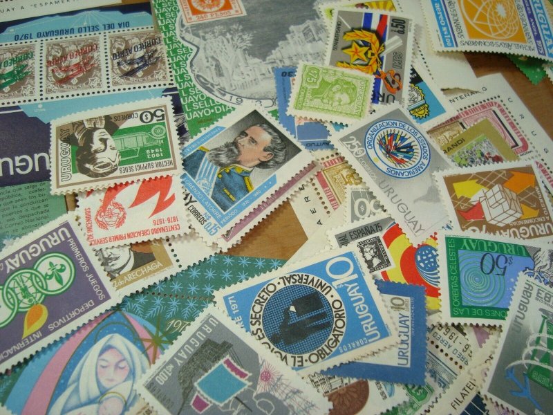 Big lot of Uruguay 1970ies MLH stamps high catalogue value very complete period 