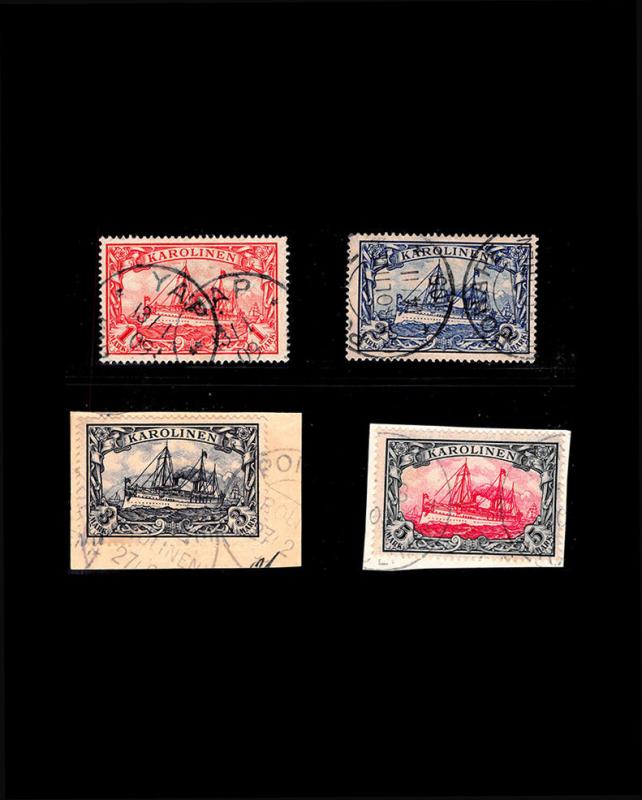 VINTAGE:CAROLINE IS- GERMAN 1901  USD LH  SCOTT # 16-19 $850 EST LOT 1901X420