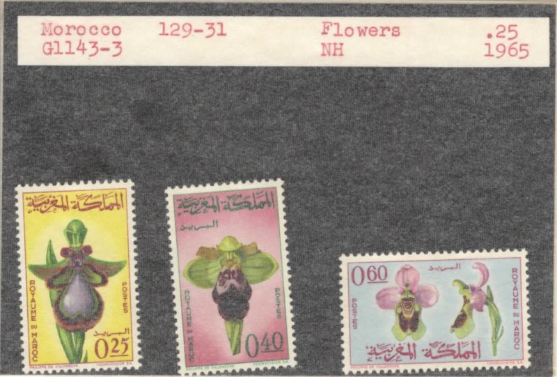 Morocco 129-131 MNH Flowers 1965 VF