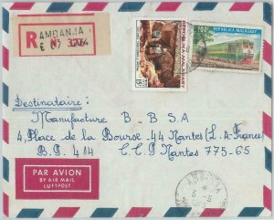 81114 - MADAGASCAR - POSTAL HISTORY - REGISTERED COVER from AMBANJA  1973  TRAIN