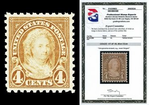 Scott 585 1925 4c M. Washington Perf 10 Mint Graded VF-XF 85 OG NH with PSE CERT