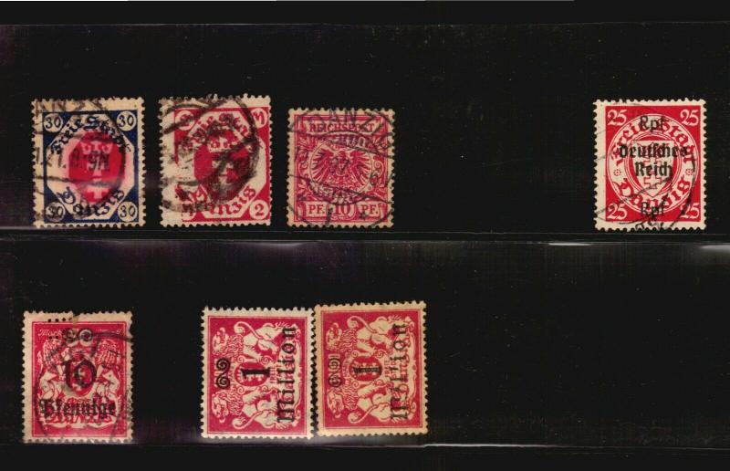 Varieties Error Perfin etc 6 stamps from Germany Freie Stadt Danzig used