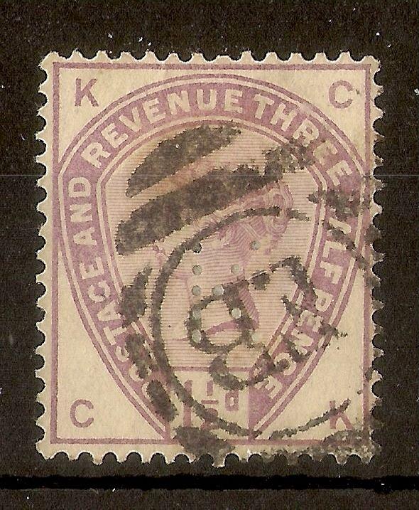 GB 1883 1.5d K Perfin SG188