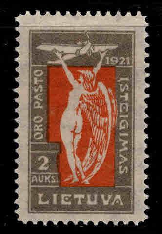 LITHUANIA Scott C13 MH* 1921 Allegory of Flight airmail stamp