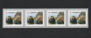 BEAVERS = BABY WILDLIFE = LARGE COIL Strip of 4 Canada 2014 #2710A MNH (2/2)